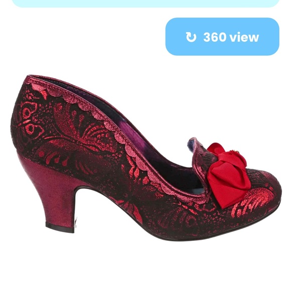 EU40 WIDE width Irregular Choice Kanjanka red metallic butterfly heels NWT/box - Picture 4 of 6